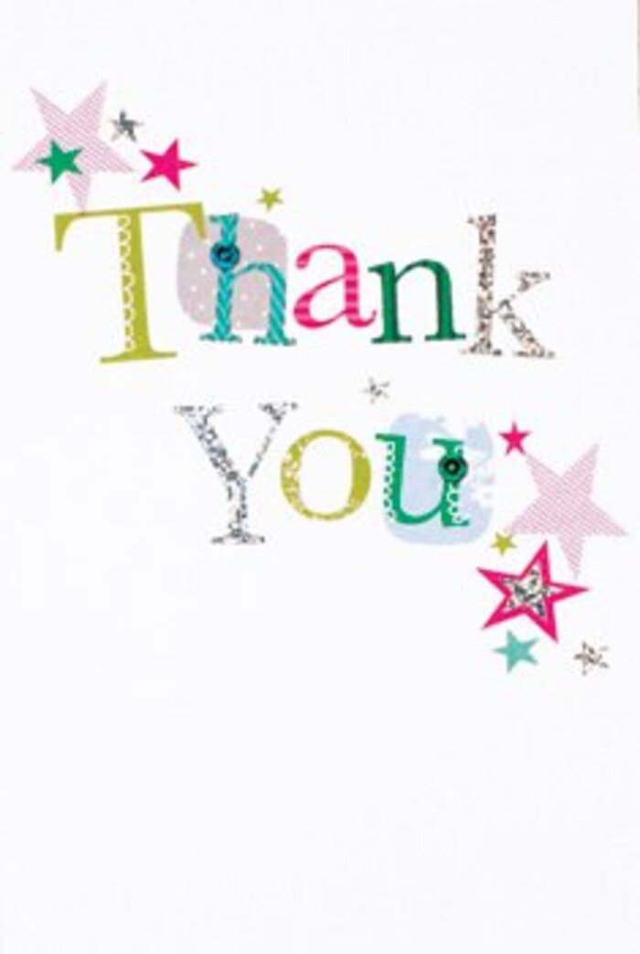 There is an understated exuberance in this thank you card, mirroring the everyday warmth found in Willesden's close-knit community. The lettering carries a gentle elegance-some characters dance with whimsical curves and polka dots, others stand tall and refined with soft silver highlights-each imbued with its own lively personality. Stars in radiant pink, turquoise, and metallic silver frame the message, their arrangement evoking a shower of happiness similar to children playing along Gladstone Park. The composition breathes with modern simplicity: a clean white background lets every detail, every pop of colour, stand out. The tactility of the card's print, with its dotted textures and subtle stitched motifs, evokes the care of a handmade keepsake, just as our Willesden florists carefully prepare each bouquet. Suitable for any expression of gratitude-from acknowledging a friend's kindness on Dudden Hill Lane to celebrating community milestones-the card nestles perfectly beside fresh flowers, making the recipient feel not only thanked but truly cherished. Its poised design bridges casual cheer and quiet sophistication, leaving the recipient with a heartfelt memory as lasting as the scent of blooms delivered from Flowers Willesden.